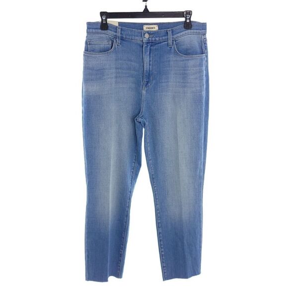 L'AGENCE Womens 31 Solid Blue Sada High Rise Cropped Slim Denim Ashford Jeans - Picture 2 of 10